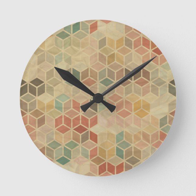 Retro geometric pattern 5 round clock (Front)