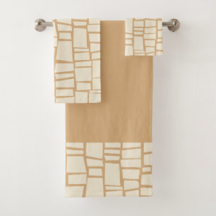 Retro geometric pattern bath towel set