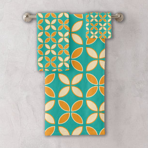 Retro Geometric Pattern Bath Towel Set