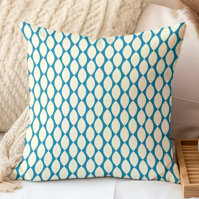 Retro Geometric Pattern Blue, Light Yellow Cushion (Creator Uploaded)
