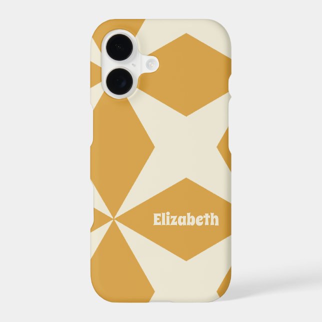 Retro Geometric Pattern Custom Name Yellow (Back)