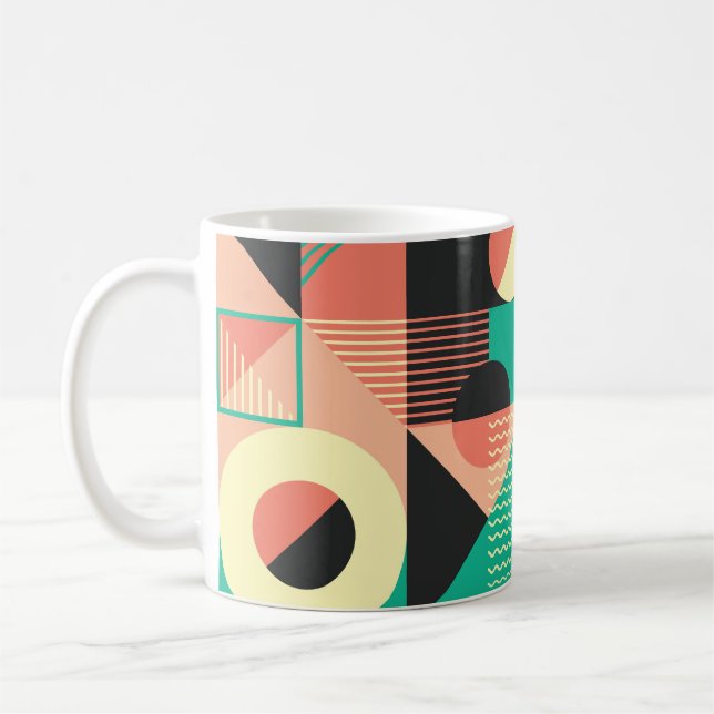 Retro Geometric Pattern Design Coffee Mug (Left)