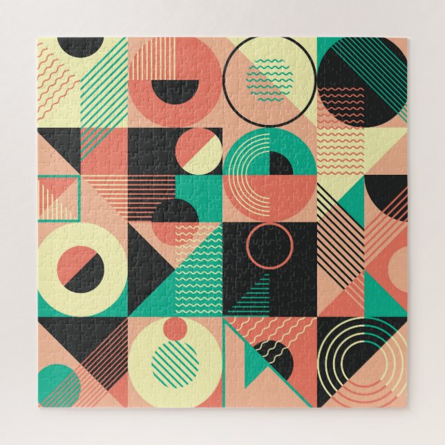 Retro Geometric Pattern Design Jigsaw Puzzle (Vertical)