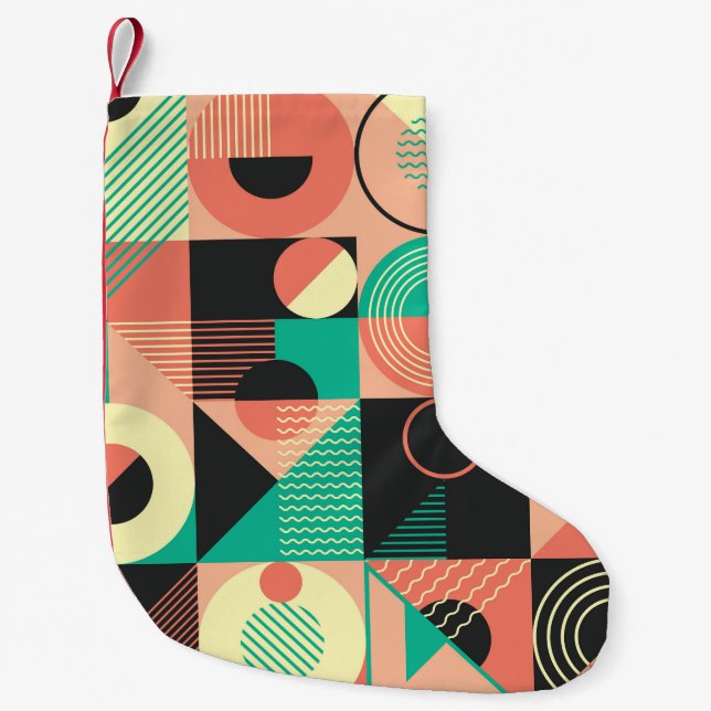 Retro Geometric Pattern Design Small Christmas Stocking (Front)