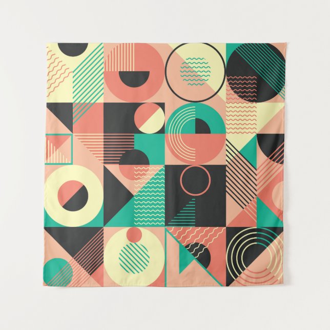 Retro Geometric Pattern Design Tapestry (Front)