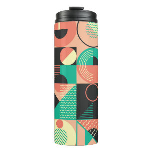 Retro Geometric Pattern Design Thermal Tumbler