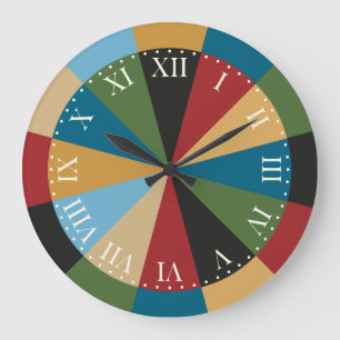 Retro Geometric Pattern Elegant Italian Colours Large Clock
