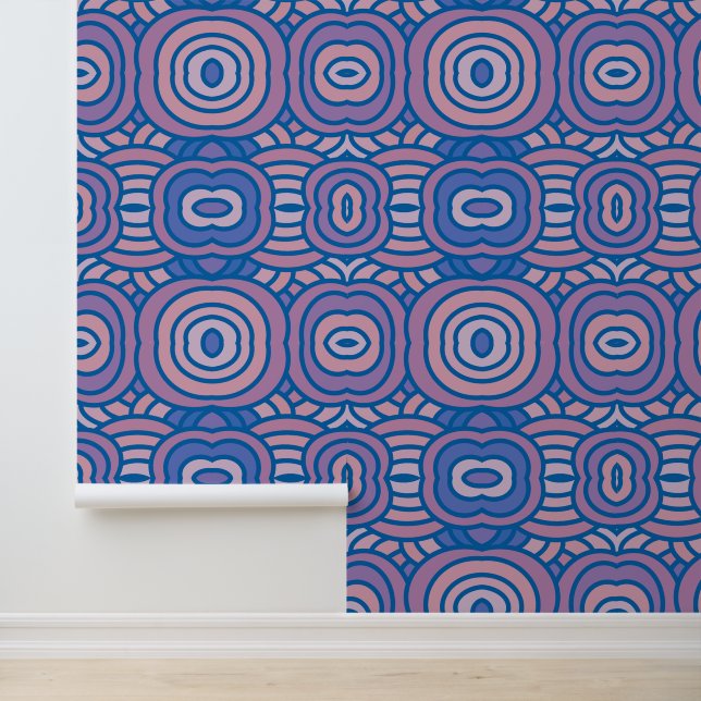 Retro Geometric Pattern in Blue and Pink  Wallpaper (Application)