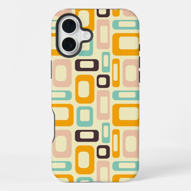 Retro geometric pattern in light beige background iPhone case (Back)