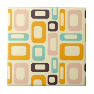 Retro geometric pattern in light beige background tile