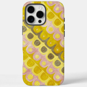 Retro Geometric Pattern in Yellow and Pink iPhone 16 Pro Max Case