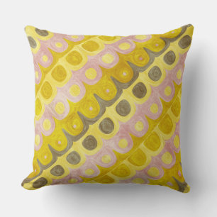 Retro Geometric Pattern in Yellow and Pink Cushion