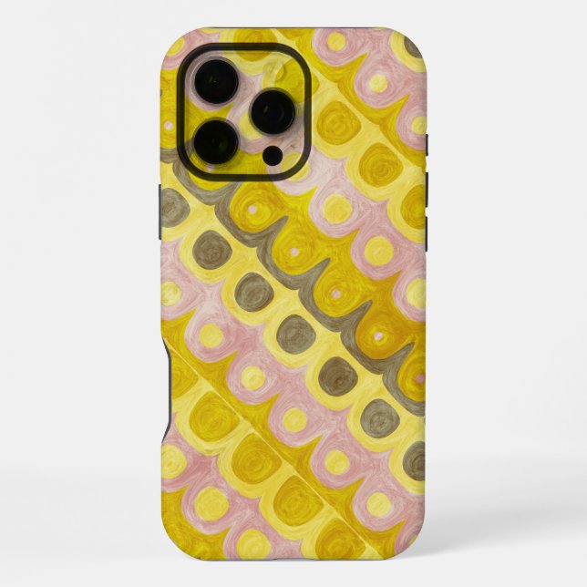 Retro Geometric Pattern in Yellow and Pink iPhone Case (Back)