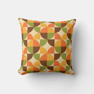 Retro Geometric Pattern Mid Mod Autumn Cushion