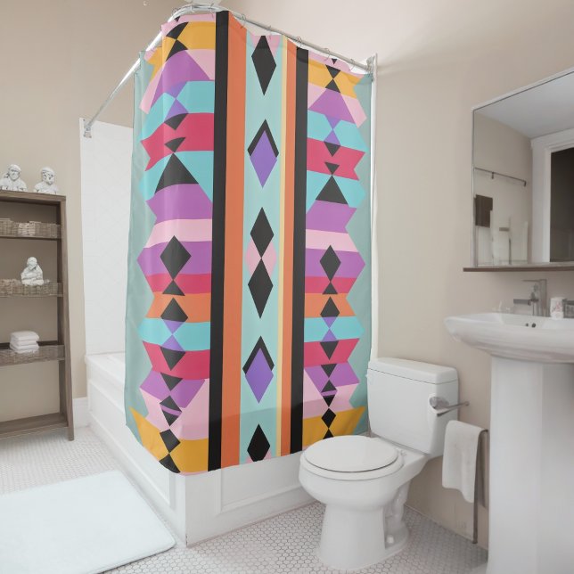 Retro Geometric Pattern mix Shower Curtain (Creator Uploaded)