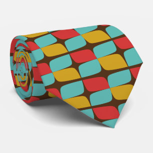Retro Geometric Pattern on brown Tie