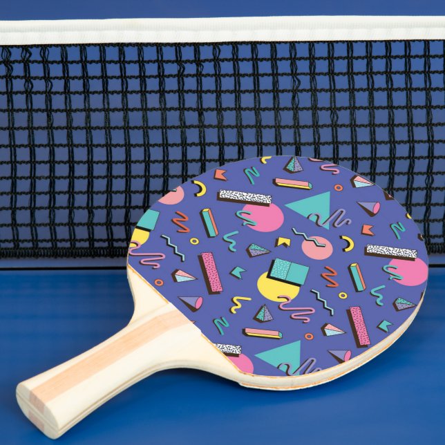 Retro Geometric Pattern Ping Pong Paddle (Insitu)