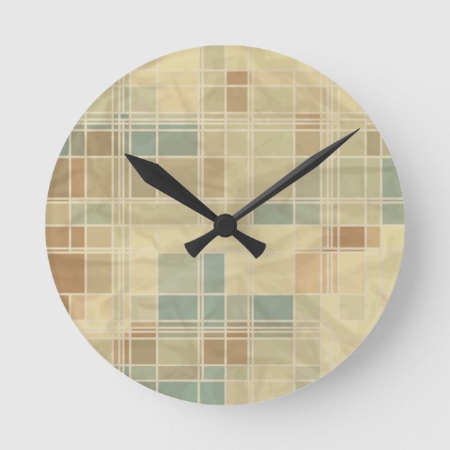 Retro geometric pattern round clock (Front)