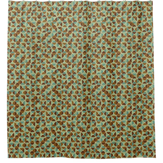 Retro geometric pattern shower curtain (Front)
