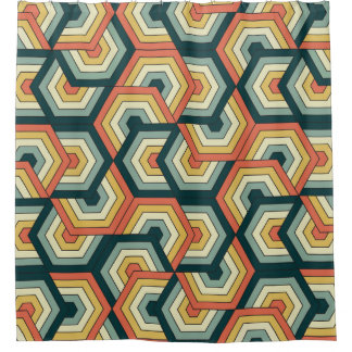 Retro Geometric Pattern Shower Curtain