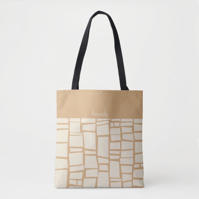 Retro geometric pattern tote bag (Front)