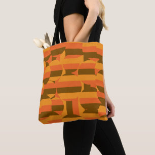 retro geometric pattern tote bag