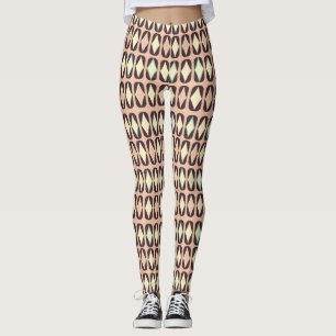 Retro geometric pattern with brown, yellow, blue leggings