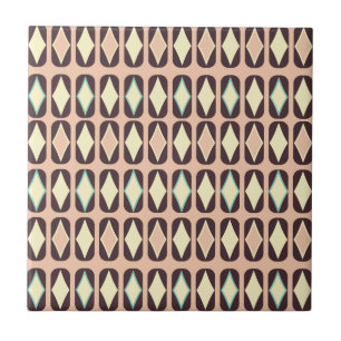Retro geometric pattern with brown, yellow, blue tile