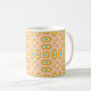 Retro geometric pattern with hexagons and stars coffee mug