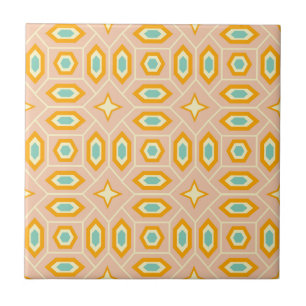 Retro geometric pattern with hexagons and stars tile