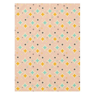 Retro geometric pattern with teal, orange, black tablecloth