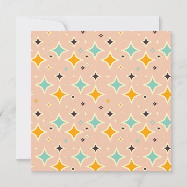 Retro geometric pattern with teal, orange, black thank you card (Front)