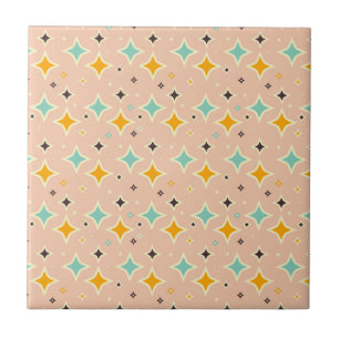 Retro geometric pattern with teal, orange, black tile