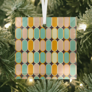 Retro geometric pattern with vertical ovals glass tree decoration