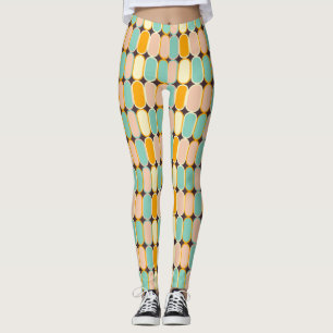 Retro geometric pattern with vertical ovals leggings