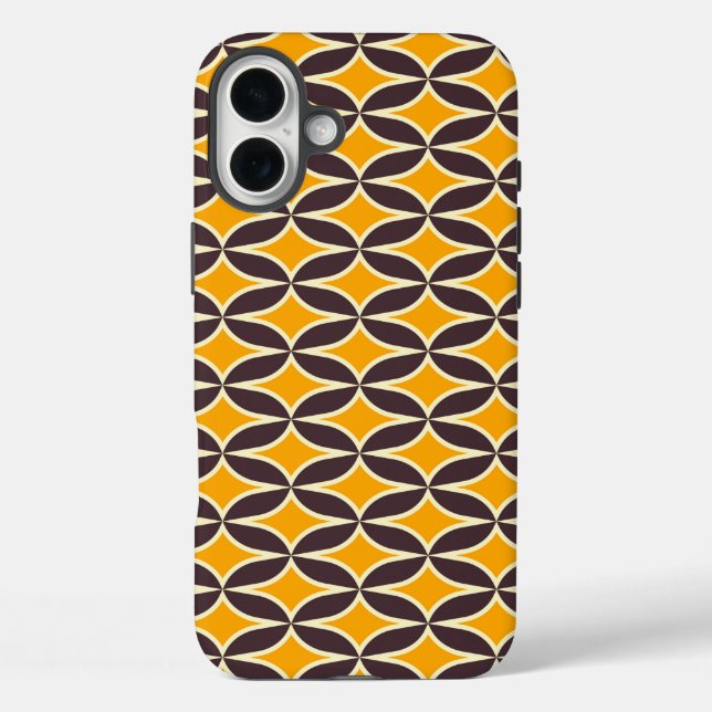 Retro geometric pattern yellow and brown leaf Case-Mate iPhone case (Back)
