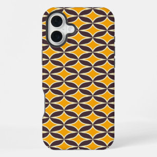 Retro geometric pattern yellow and brown leaf iPhone 16 plus case
