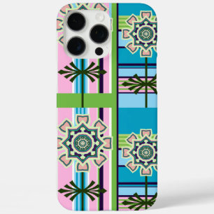 Retro geometric patterns and fantasy flowers iPhone 16 pro max case