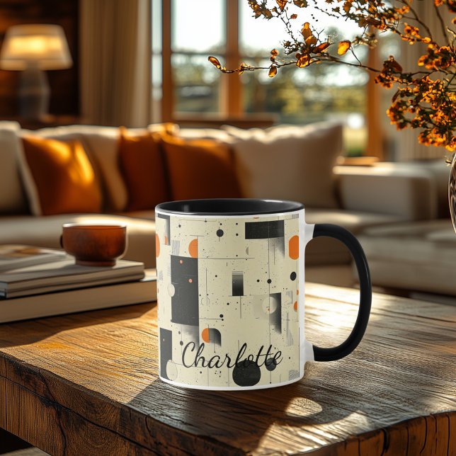 Retro Geometric Personalised Mug - Unique Vintage  (Creator Uploaded)
