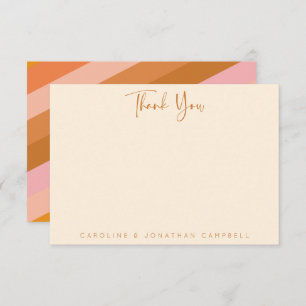 Retro Geometric Pink and Orange Personalised Thank You Card