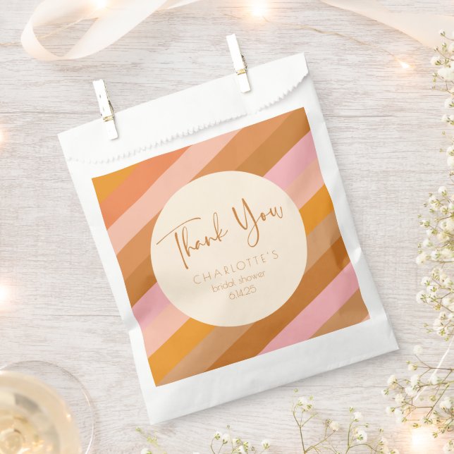 Retro Geometric Pink Rust Bridal Shower Thank You Favour Bags (Clipped)