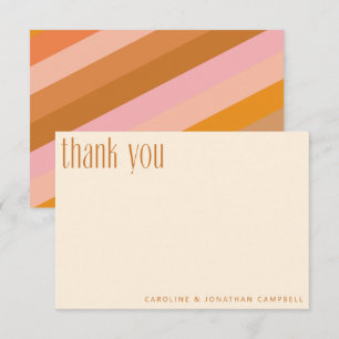 Retro Geometric Pink Terracotta Custom Wedding Thank You Card