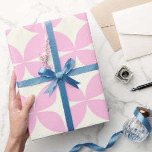 Retro Geometric Pink White Mid Century Pattern Wrapping Paper