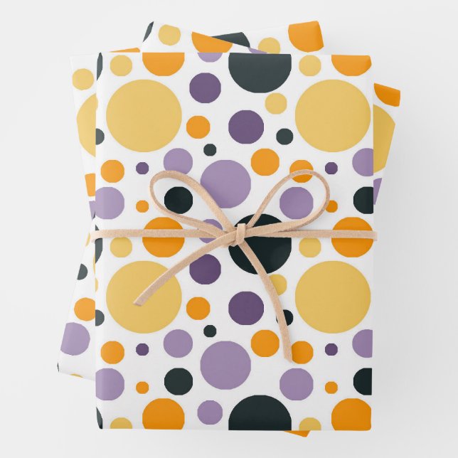 Retro Geometric Polka Dot Seamless Pattern Wrapping Paper Sheet (In situ)