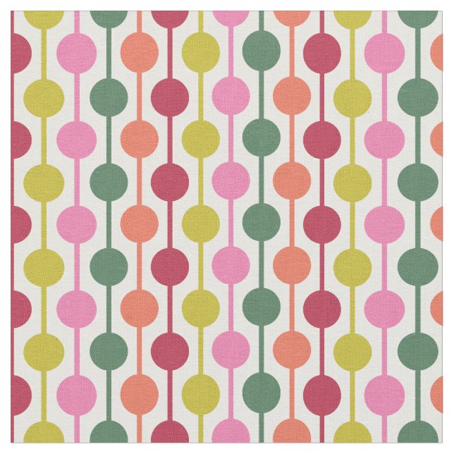 Retro Geometric Print 1970s Patterned Christmas Fabric (Close Up)