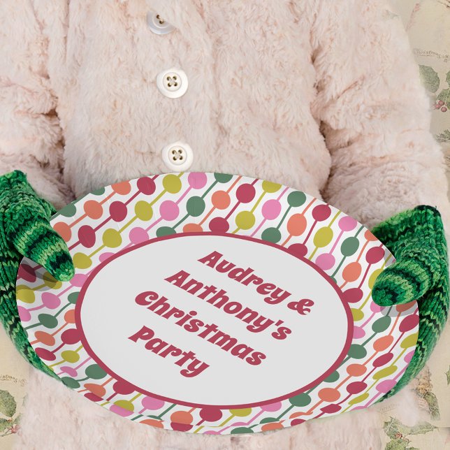 Retro Geometric Print 1970s Patterned Christmas Paper Plate (Creator Uploaded)