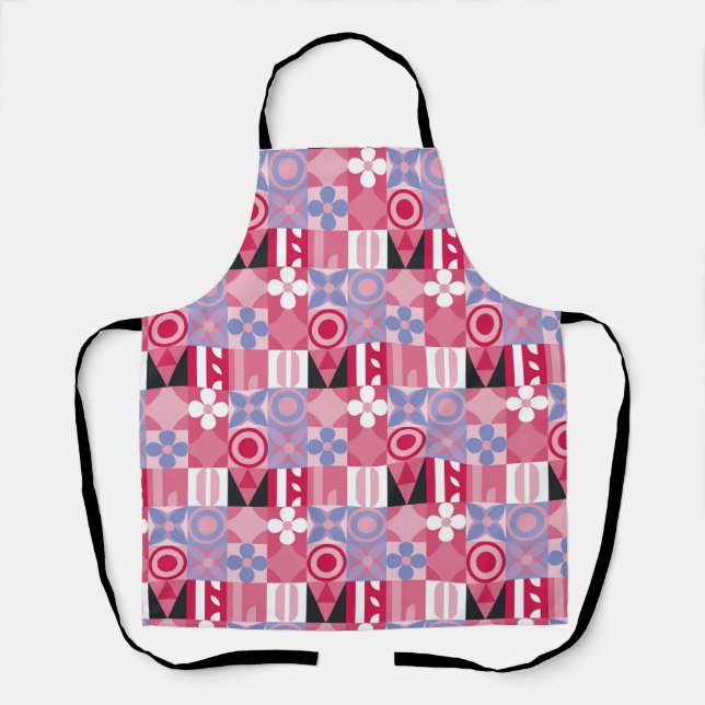 retro geometric print pattern apron (Front)