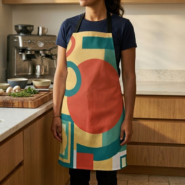 Retro Geometric Risograph Style Abstract Design Apron (Retro Geometric Risograph Style Abstract Design. Apron)