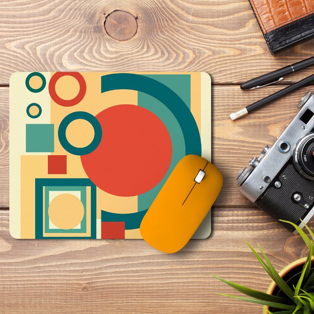 Retro Geometric Risograph Style Abstract Design Mouse Mat (Retro Geometric Risograph Style Abstract Design. Mouse Pad)