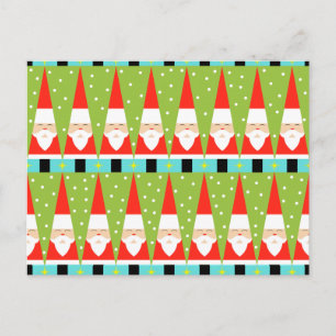 Retro Geometric Santa Postcard